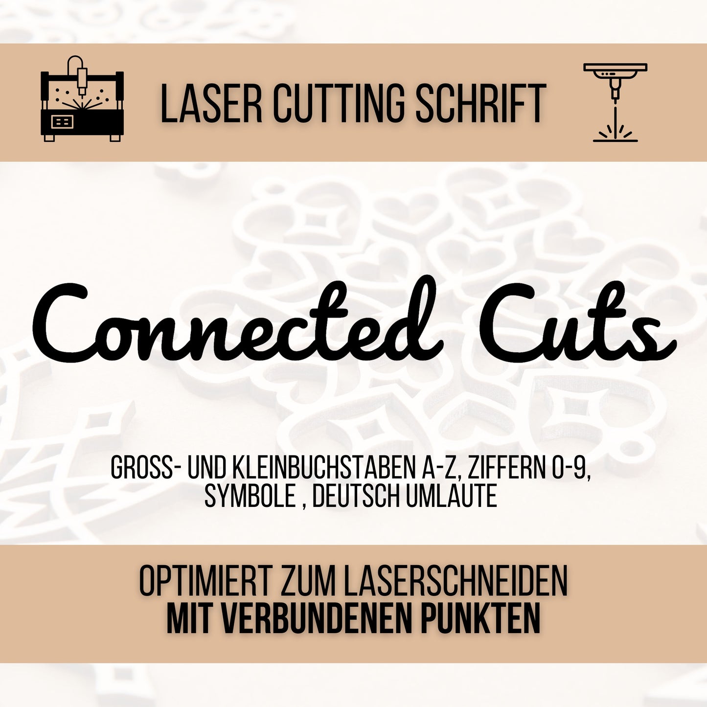 Lasercut Schrift - Schriftart für Laserschneiden Connected Cuts