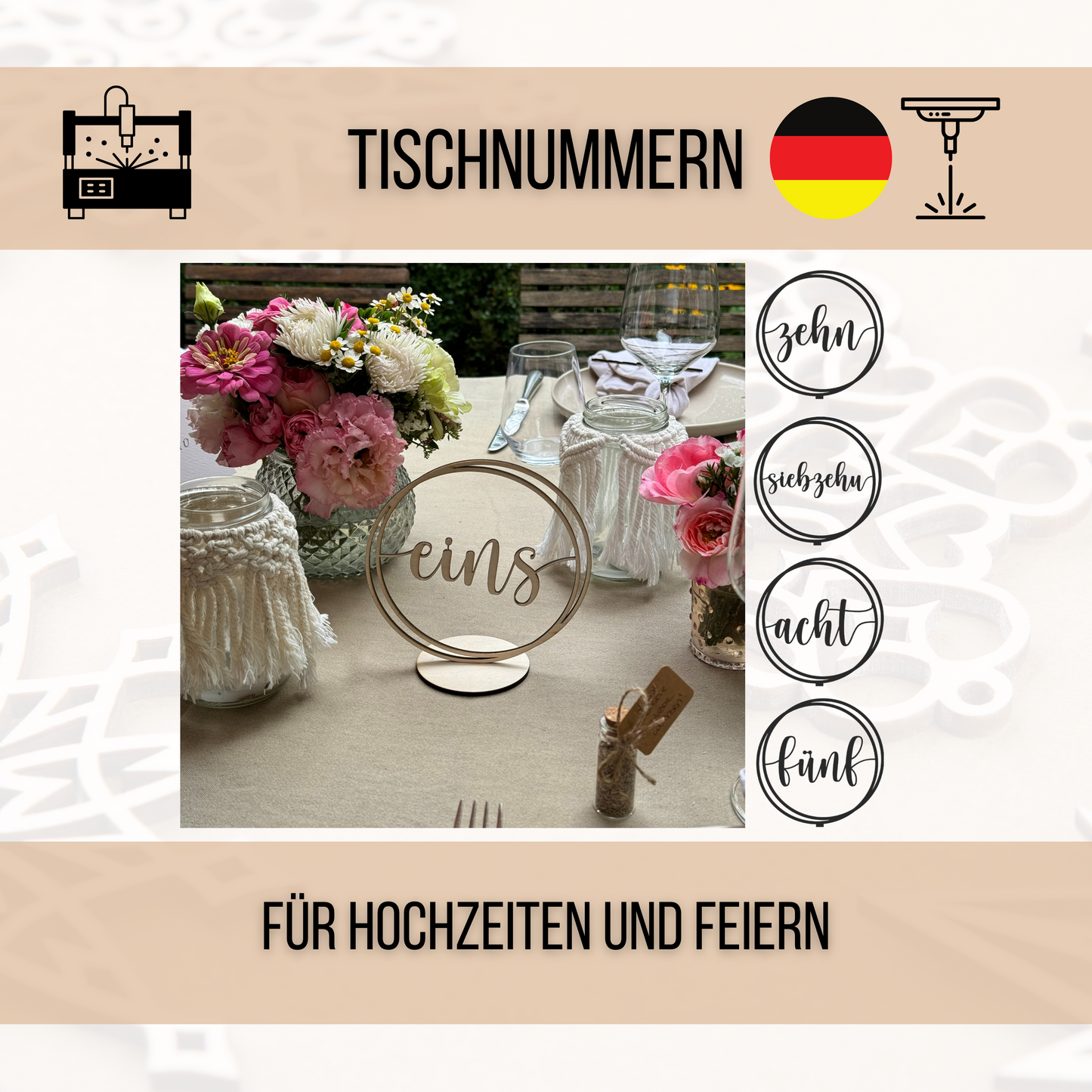 Tischnummern eins bis zwanzig Vektordatei