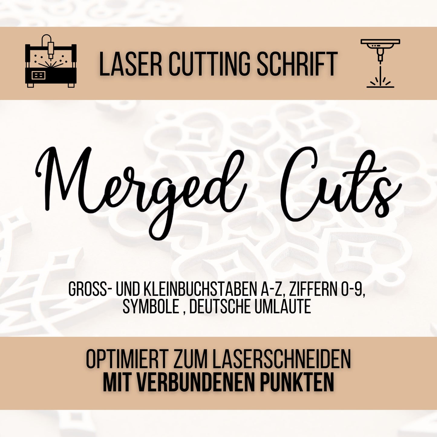 Lasercut Schrift - Schriftart für Laserschneiden Merged Cuts