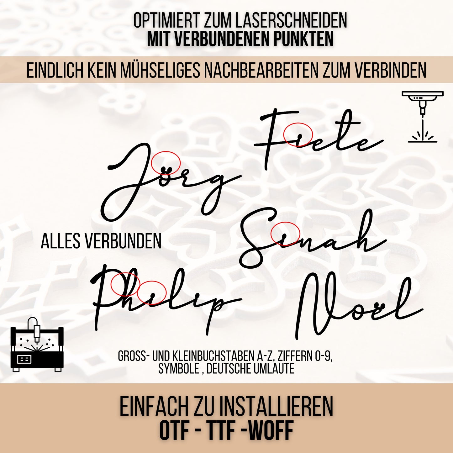 Lasercut Schrift - Schriftart für Laserschneiden Fusion Cuts