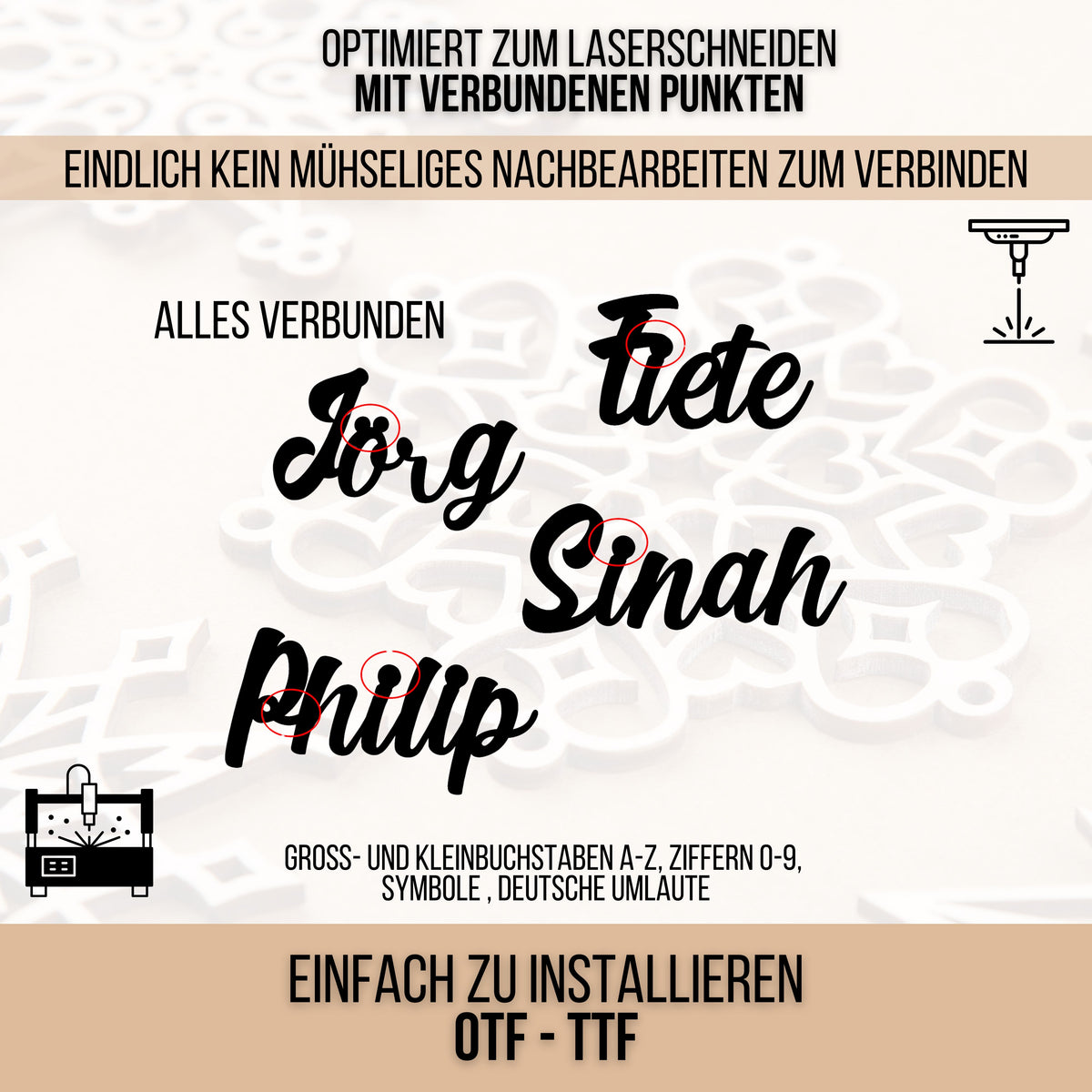 Creamy Cuts – Schriftart für Laser, Plotter & 3D-Druck