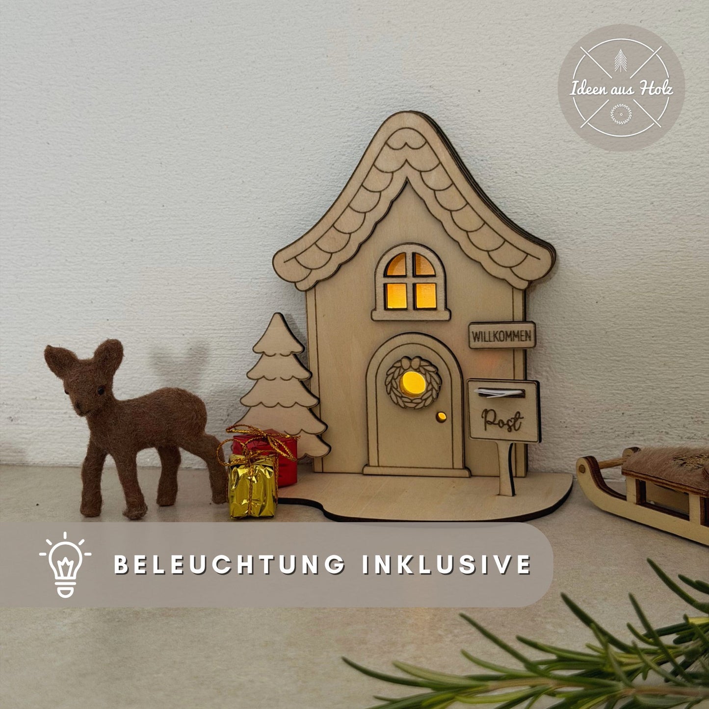 Wichtelhaus mit Beleuchtung