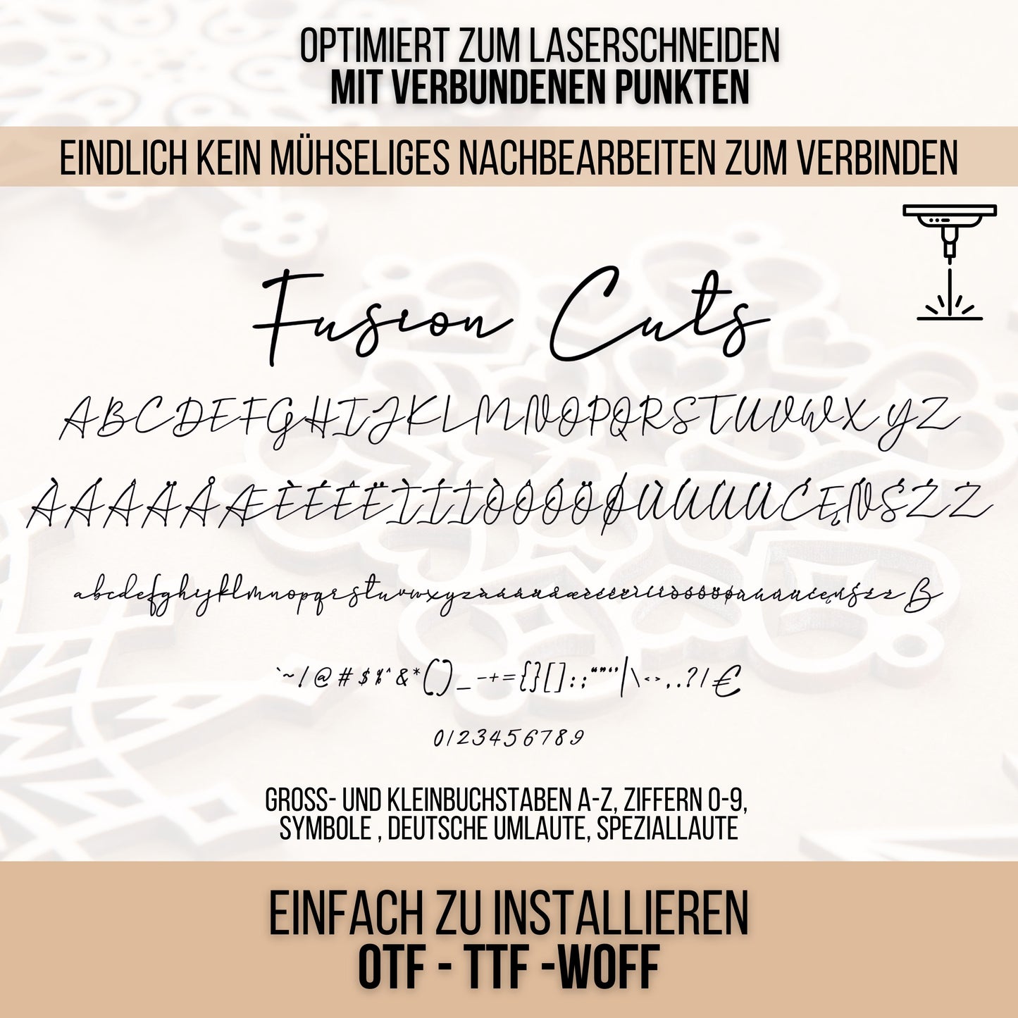 Lasercut Schrift - Schriftart für Laserschneiden Fusion Cuts
