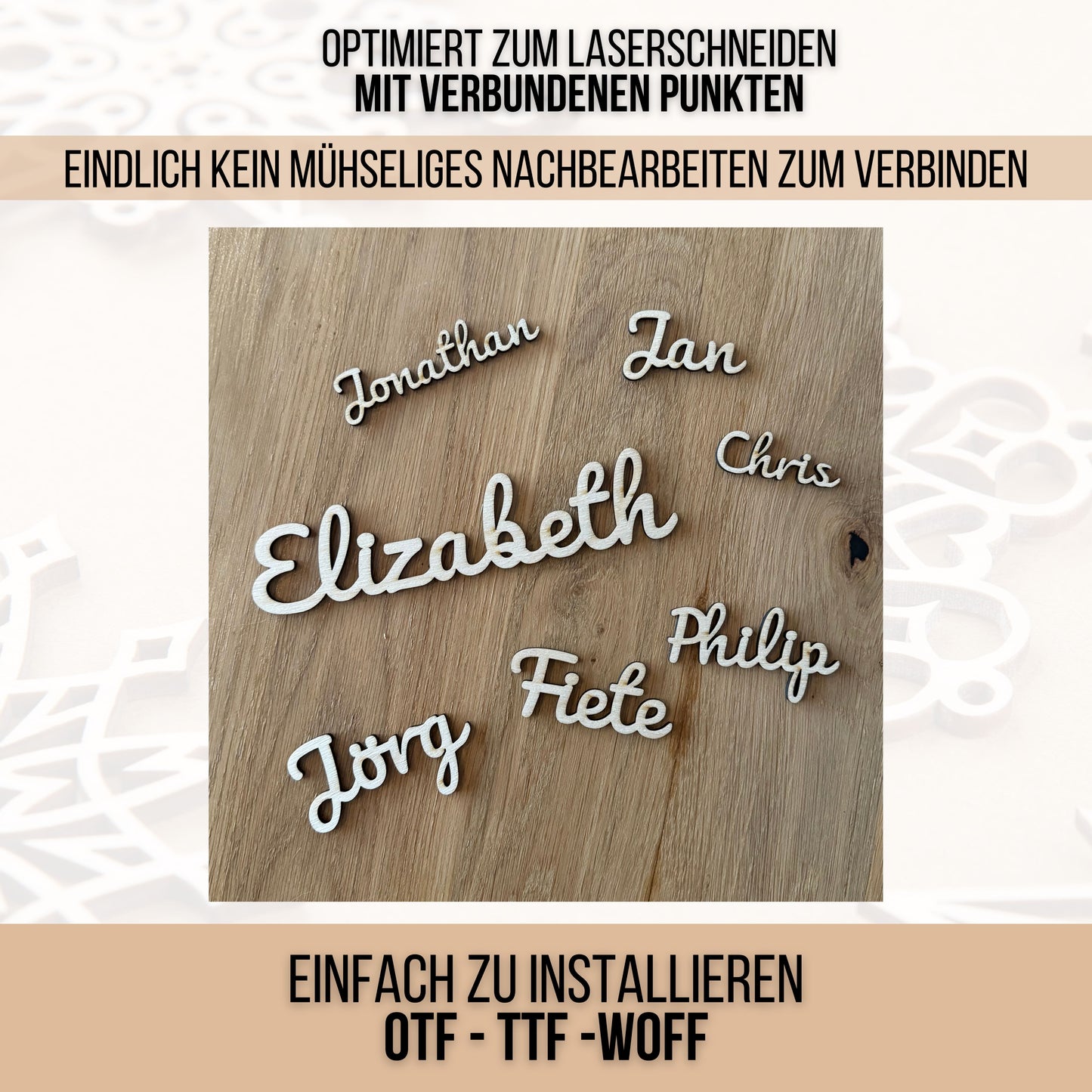 Lasercut Schrift - Schriftart für Laserschneiden Connected Cuts