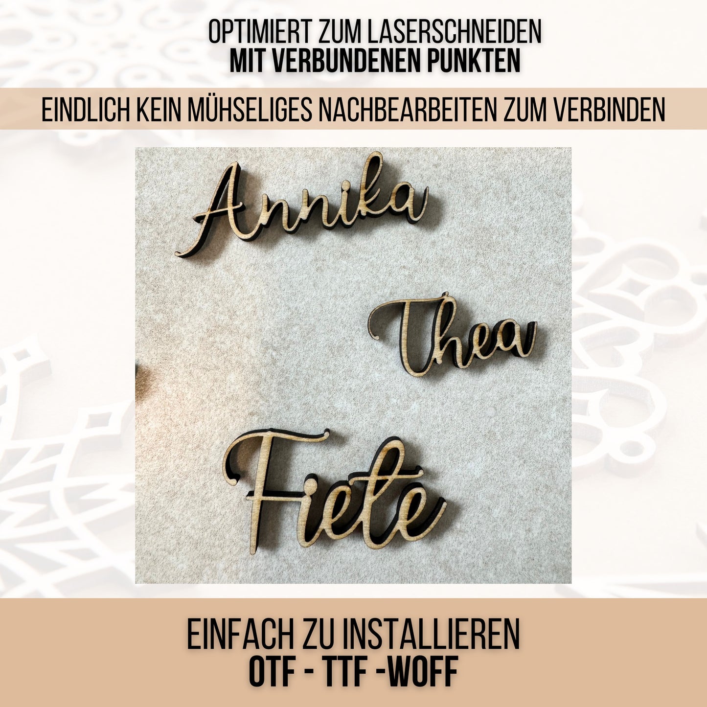 Lasercut Schrift - Schriftart für Laserschneiden Merged Cuts