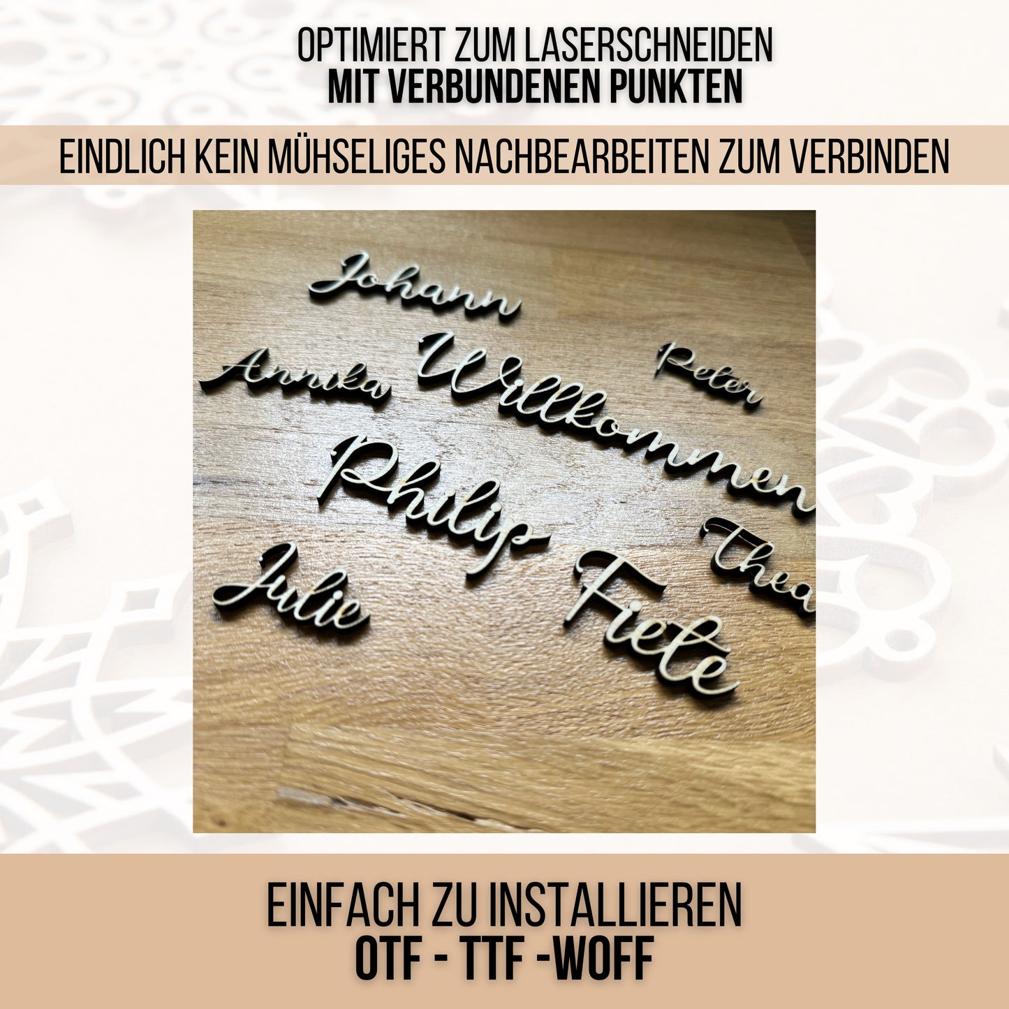Lasercut Schrift - Schriftart für Laserschneiden Merged Cuts