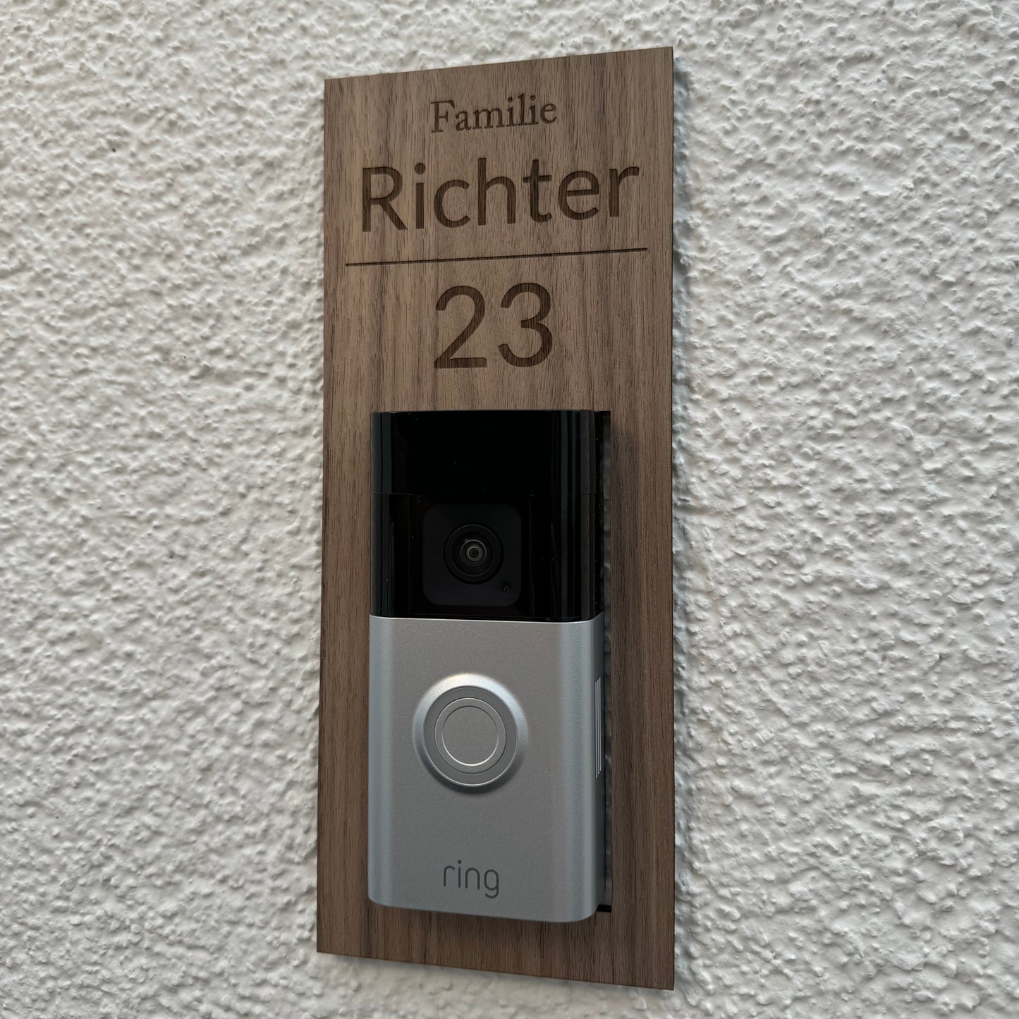 Klingelschild aus Holz für die Ring Doorbell 2 3 4 Plus & Pro