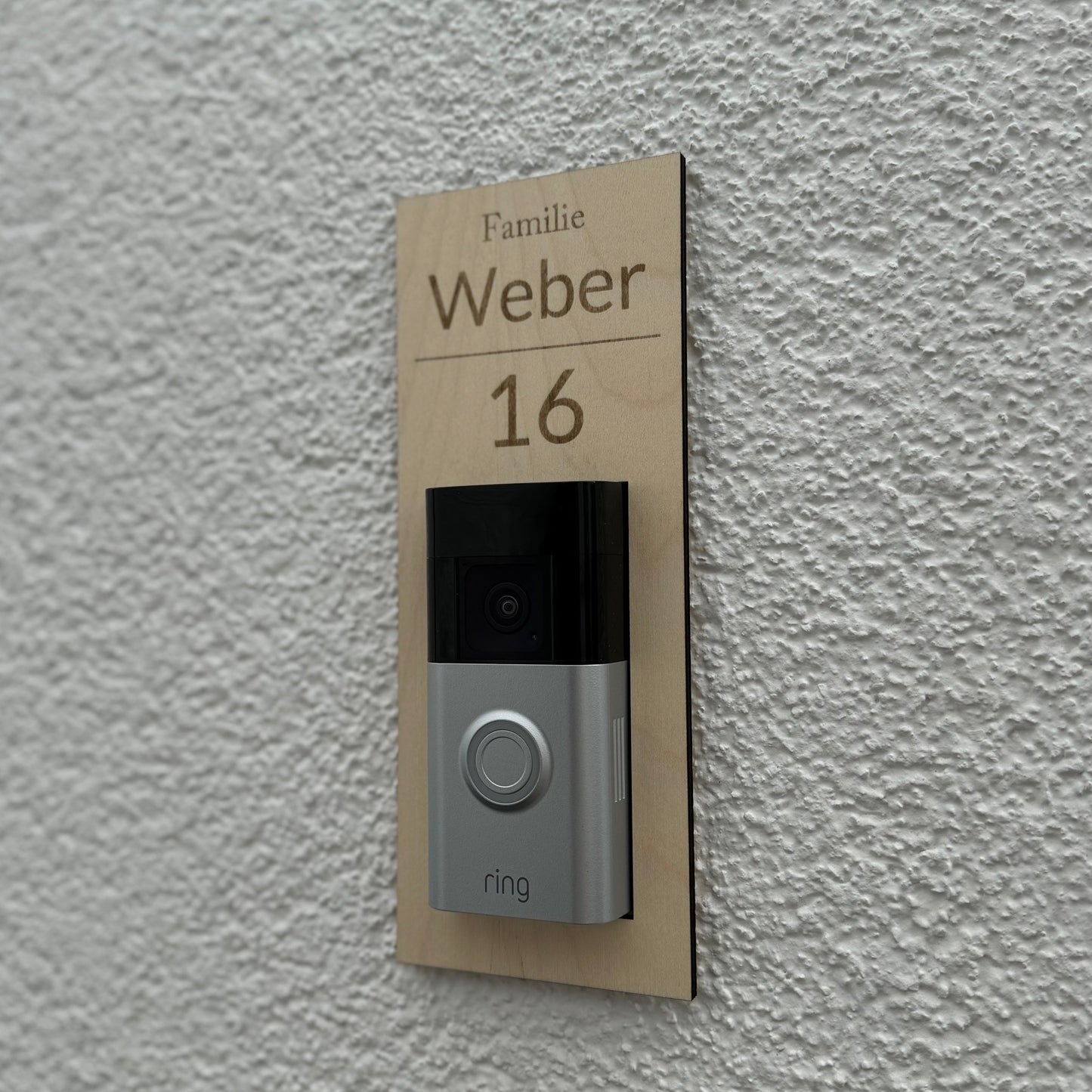 Klingelschild aus Holz für die Ring Doorbell 2 3 4 Plus & Pro