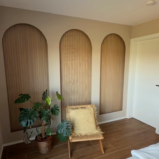 Schlafzimmer Makeover mit Akustikpaneelen und MDF-Bögen selber bauen