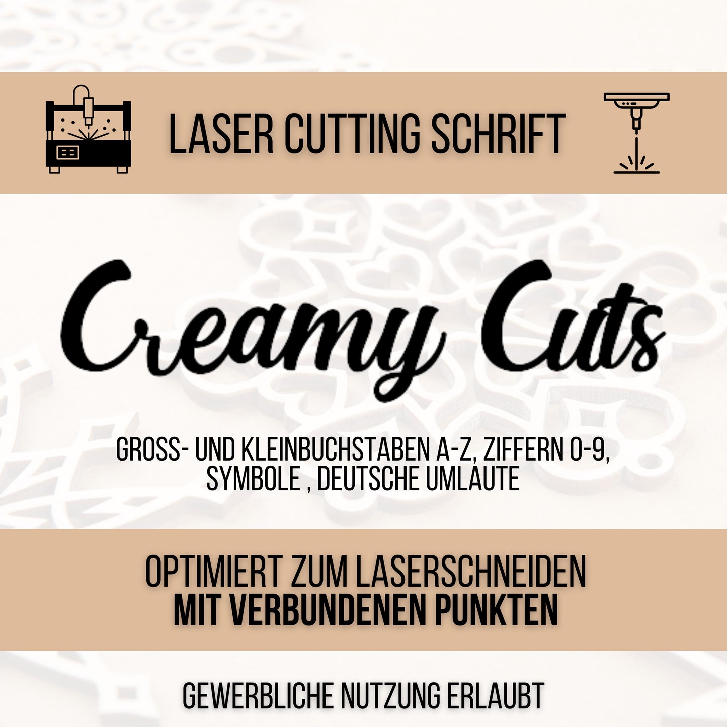 Lasercut Schrift - Schriftart für Laserschneiden Creamy Cuts