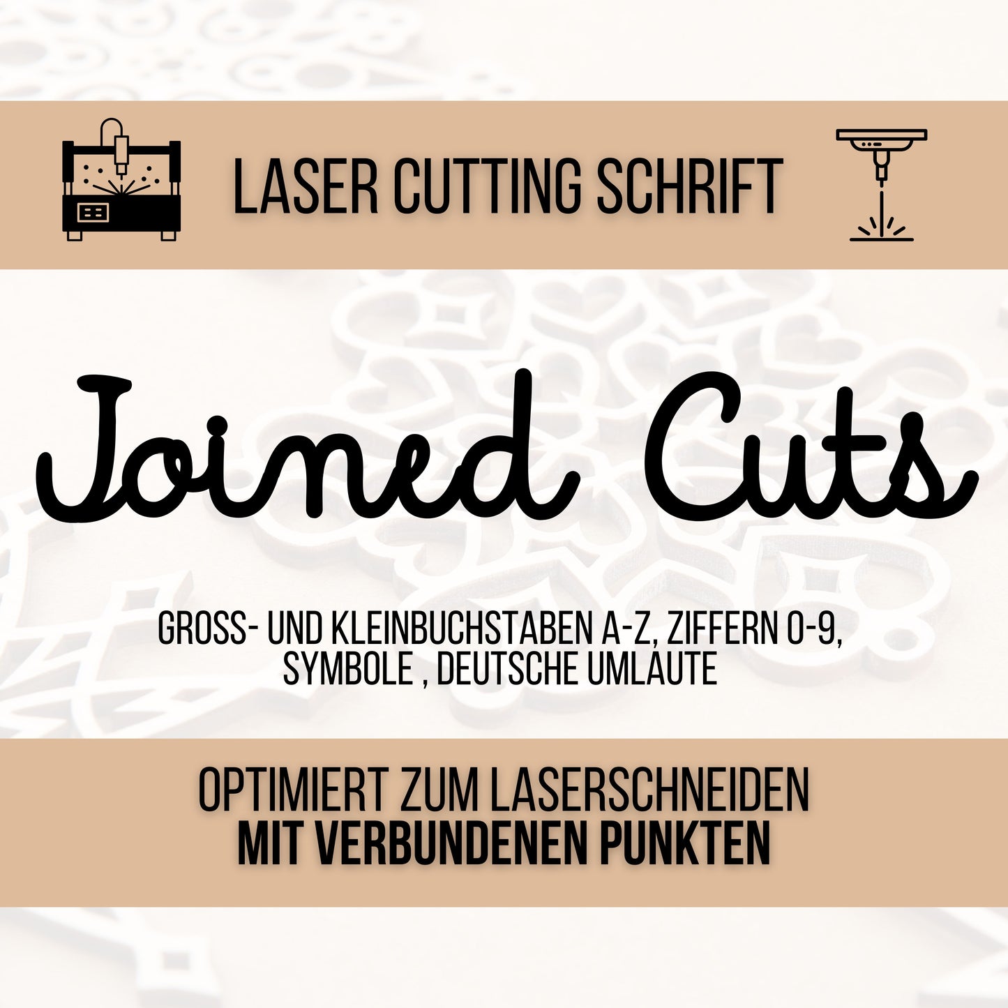 Lasercut Schrift - Schriftart für Laserschneiden Joined Cuts