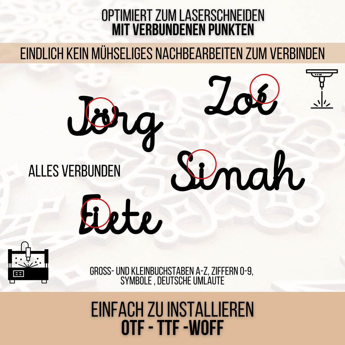 Joined Cuts – Schriftart für Laser, Plotter & 3D-Druck