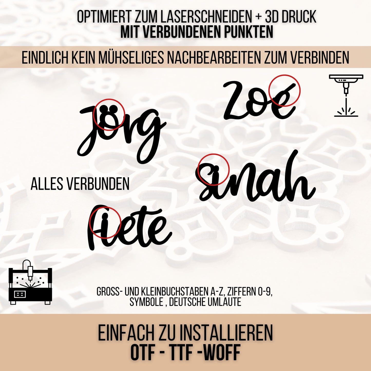Lazy Cuts – Schriftart für Laser, Plotter & 3D-Druck
