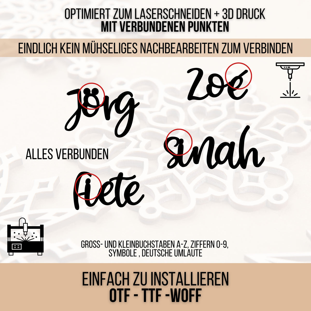 Lazy Cuts – Schriftart für Laser, Plotter & 3D-Druck