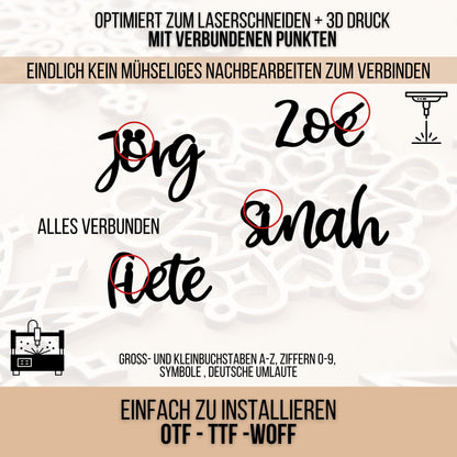 Lazy Cuts – Schriftart für Laser, Plotter & 3D-Druck