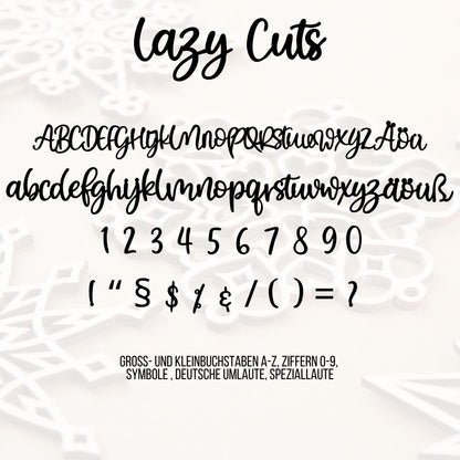 Lazy Cuts – Schriftart für Laser, Plotter & 3D-Druck
