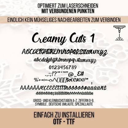 Lasercut Schrift - Schriftart für Laserschneiden Creamy Cuts