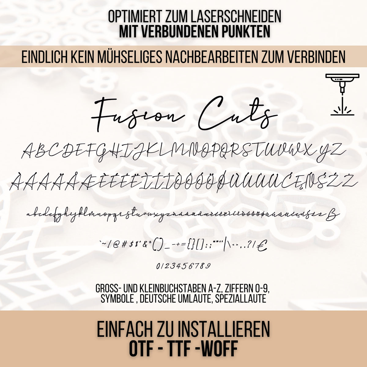 Fusion Cuts – Schriftart für Laser, Plotter & 3D-Druck