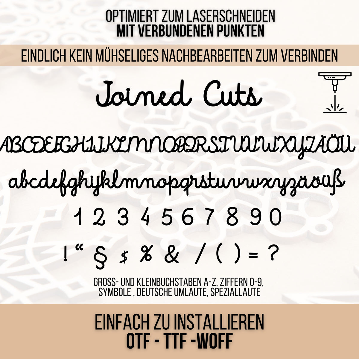 Joined Cuts – Schriftart für Laser, Plotter & 3D-Druck