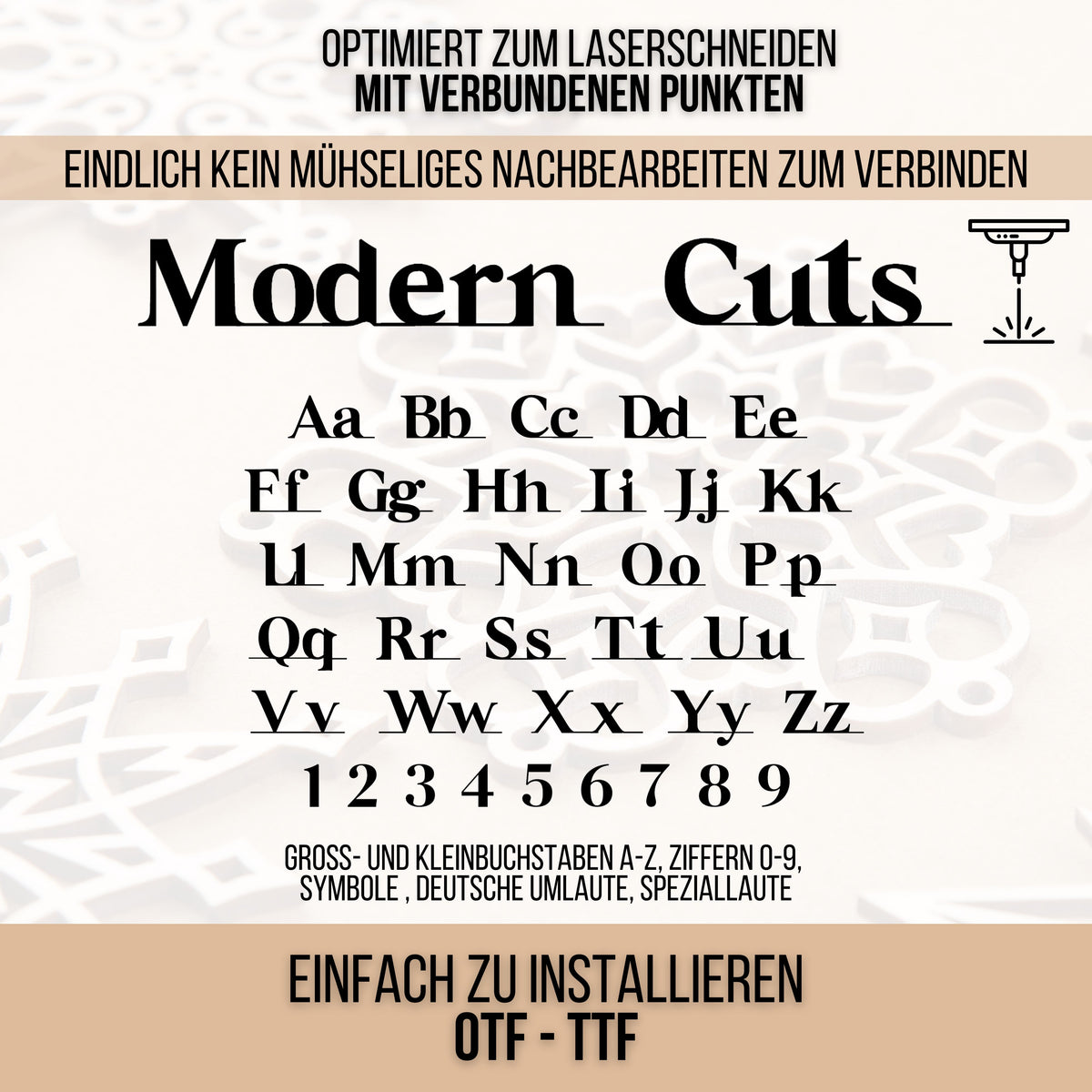 Modern Cuts – Schriftart für Laser, Plotter & 3D-Druck