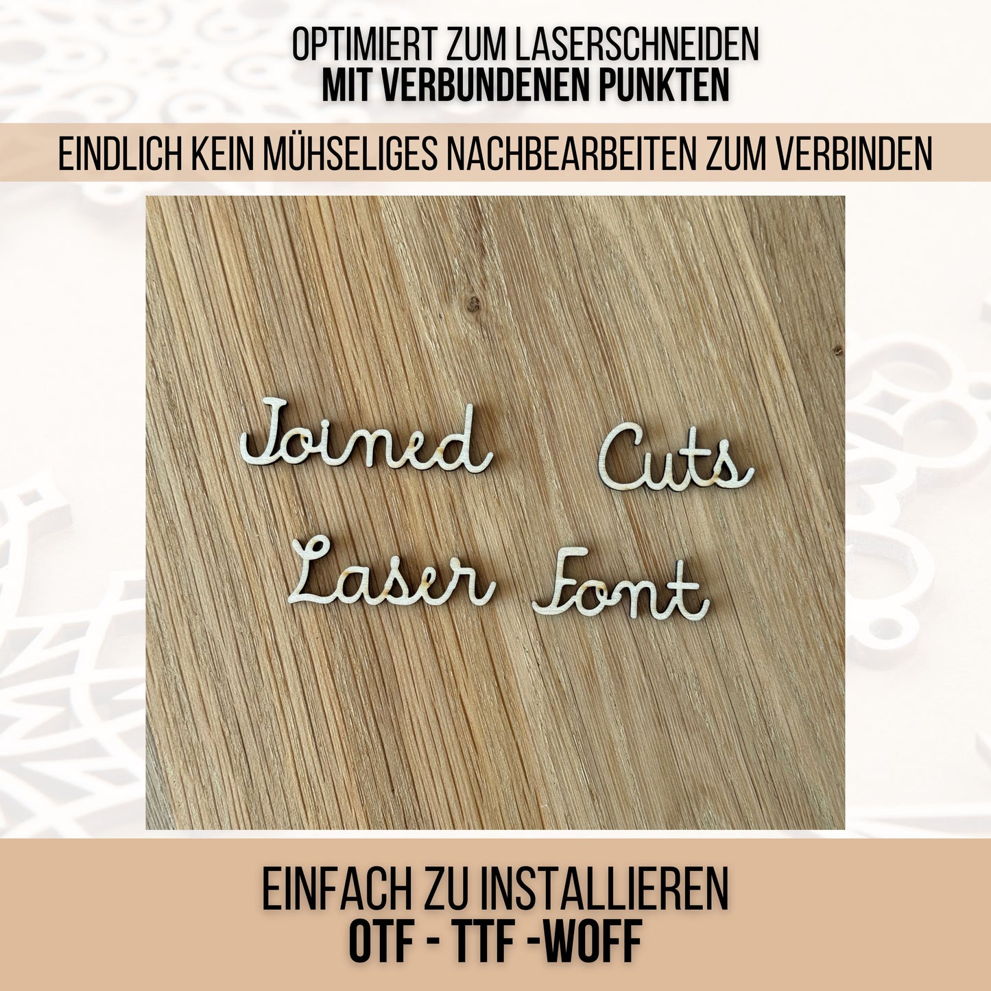 Lasercut Schrift - Schriftart für Laserschneiden Joined Cuts