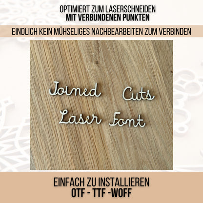 Lasercut Schrift - Schriftart für Laserschneiden Joined Cuts