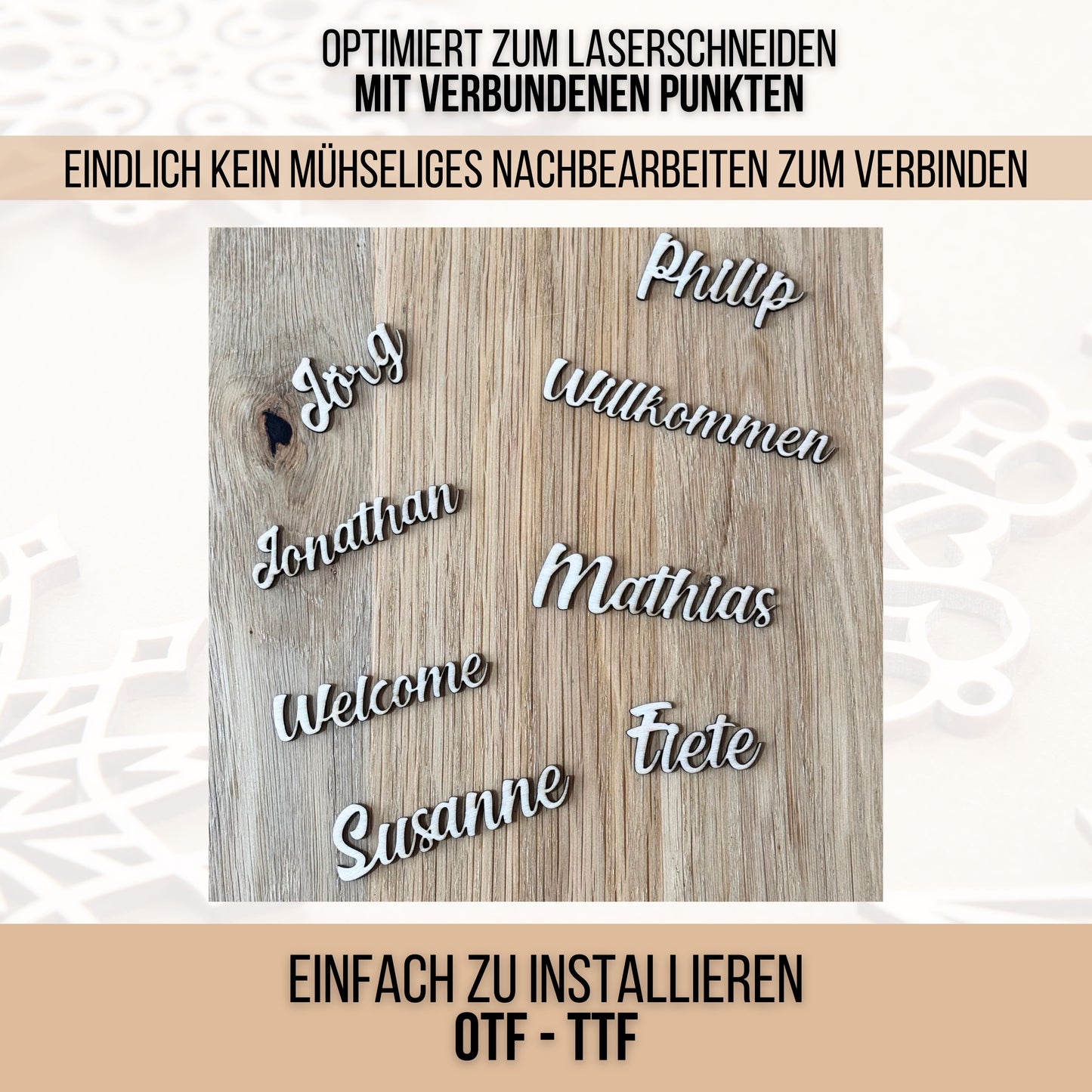 Lasercut Schrift - Schriftart für Laserschneiden Creamy Cuts