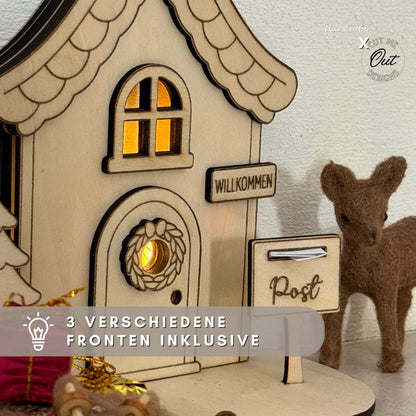 Wichtelhaus mit Beleuchtung SVG Laserdatei