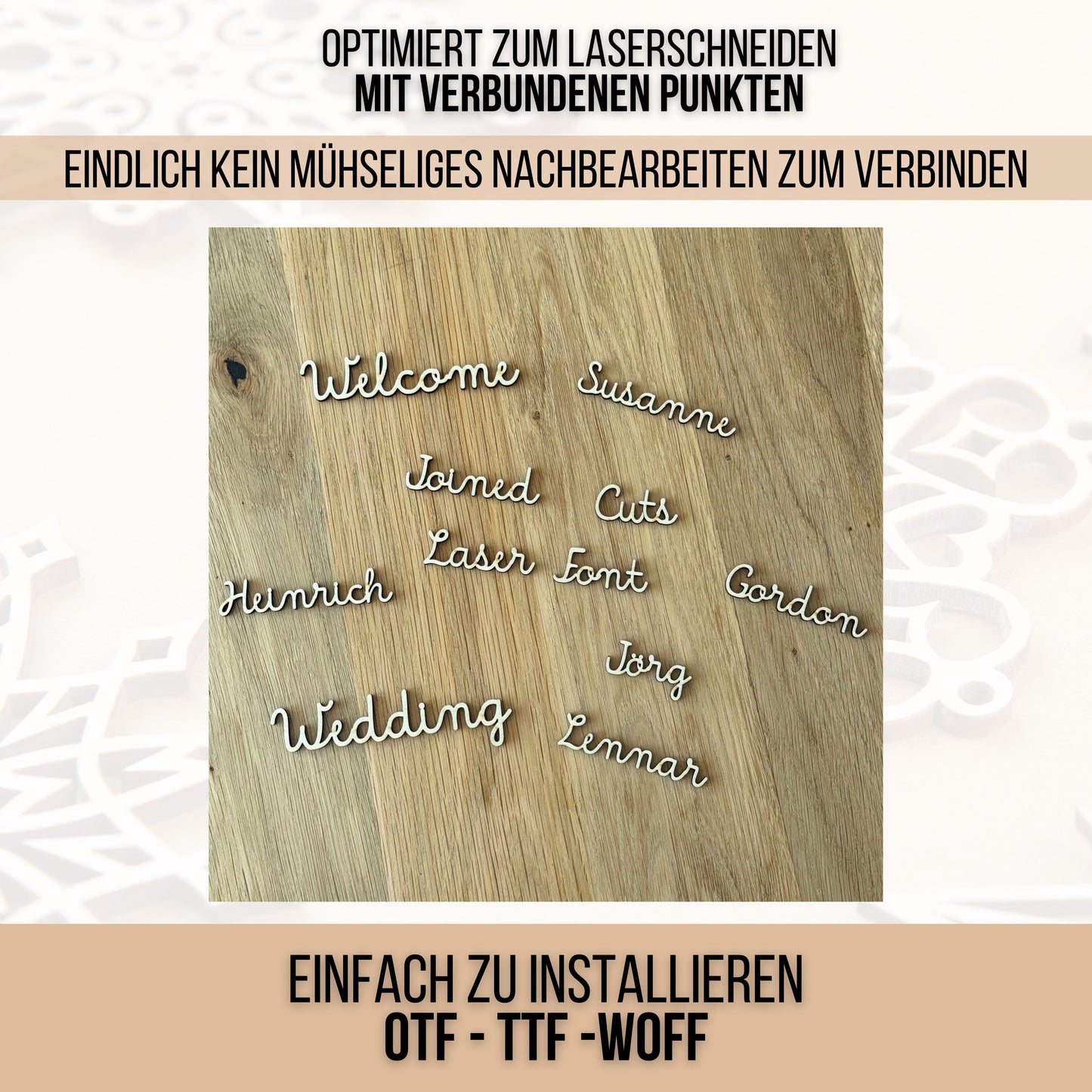Lasercut Schrift - Schriftart für Laserschneiden Joined Cuts