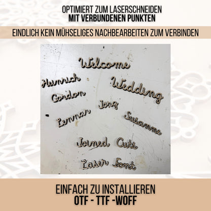 Lasercut Schrift - Schriftart für Laserschneiden Joined Cuts