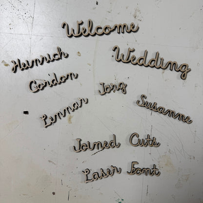 Lasercut Schrift - Schriftart für Laserschneiden Joined Cuts